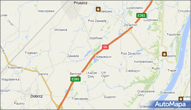 mapa Niewieścin, Niewieścin na mapie Targeo