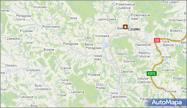 mapa Nowa Wieś gmina Czudec, Nowa Wieś gmina Czudec na mapie Targeo