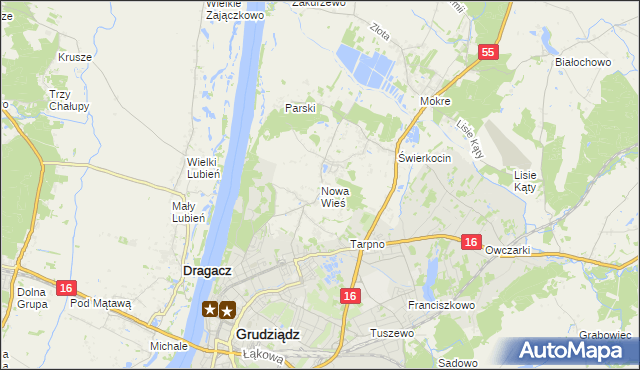 mapa Nowa Wieś gmina Grudziądz, Nowa Wieś gmina Grudziądz na mapie Targeo