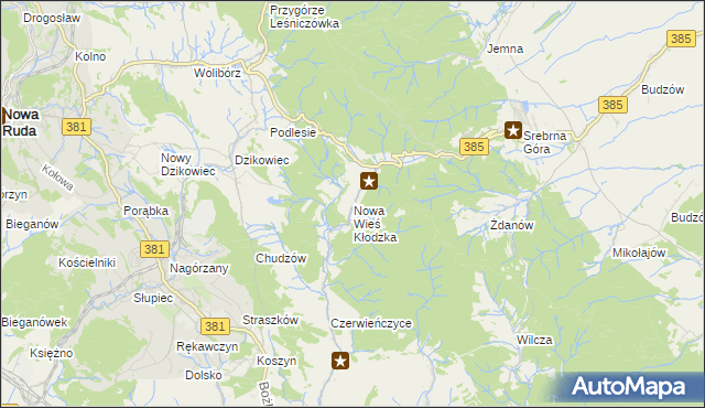 mapa Nowa Wieś Kłodzka, Nowa Wieś Kłodzka na mapie Targeo