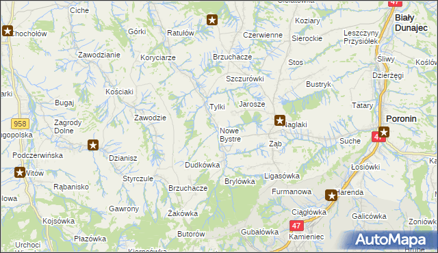 mapa Nowe Bystre, Nowe Bystre na mapie Targeo