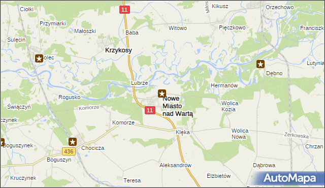 mapa Nowe Miasto nad Wartą, Nowe Miasto nad Wartą na mapie Targeo