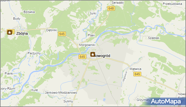 mapa Nowogród powiat łomżyński, Nowogród powiat łomżyński na mapie Targeo