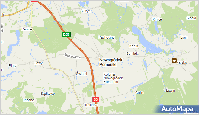 mapa Nowogródek Pomorski, Nowogródek Pomorski na mapie Targeo