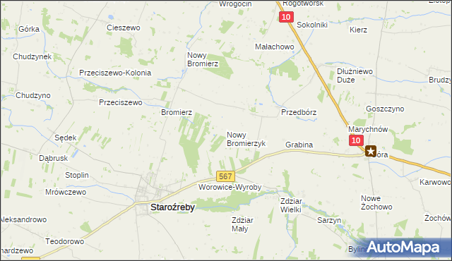 mapa Nowy Bromierzyk, Nowy Bromierzyk na mapie Targeo