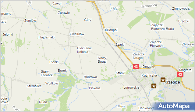 mapa Nowy Bugaj, Nowy Bugaj na mapie Targeo