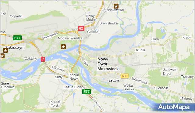 mapa Nowy Dwór Mazowiecki, Nowy Dwór Mazowiecki na mapie Targeo