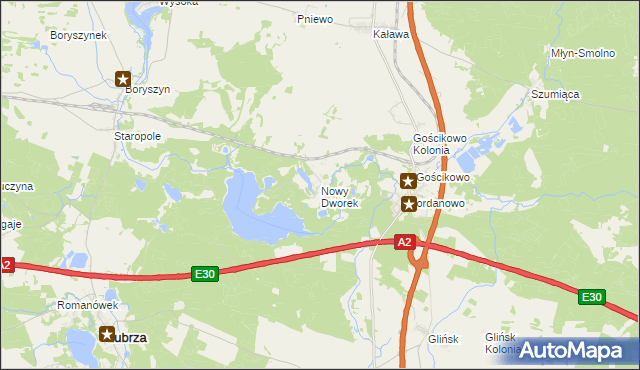 mapa Nowy Dworek gmina Świebodzin, Nowy Dworek gmina Świebodzin na mapie Targeo