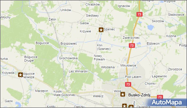 mapa Nowy Folwark gmina Busko-Zdrój, Nowy Folwark gmina Busko-Zdrój na mapie Targeo