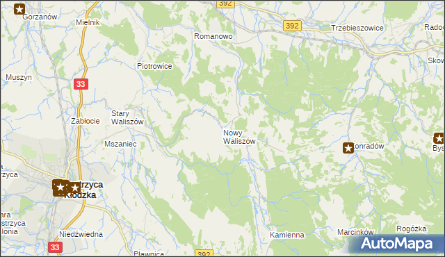 mapa Nowy Waliszów, Nowy Waliszów na mapie Targeo