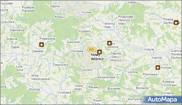 mapa Nowy Wiśnicz, Nowy Wiśnicz na mapie Targeo