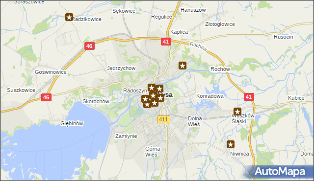 mapa Nysy, Nysa na mapie Targeo