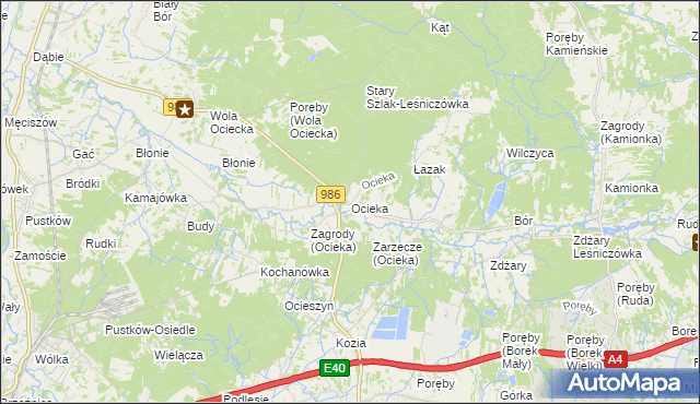 mapa Ocieka, Ocieka na mapie Targeo