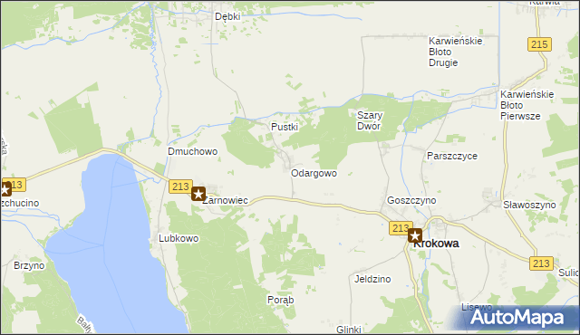 mapa Odargowo gmina Krokowa, Odargowo gmina Krokowa na mapie Targeo