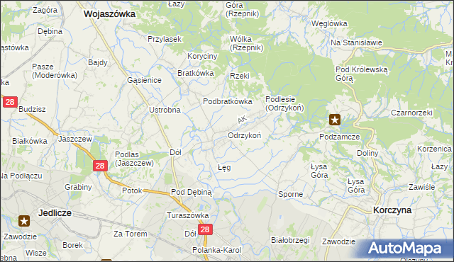 mapa Odrzykoń, Odrzykoń na mapie Targeo