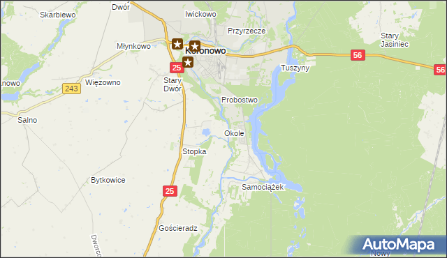 mapa Okole gmina Koronowo, Okole gmina Koronowo na mapie Targeo