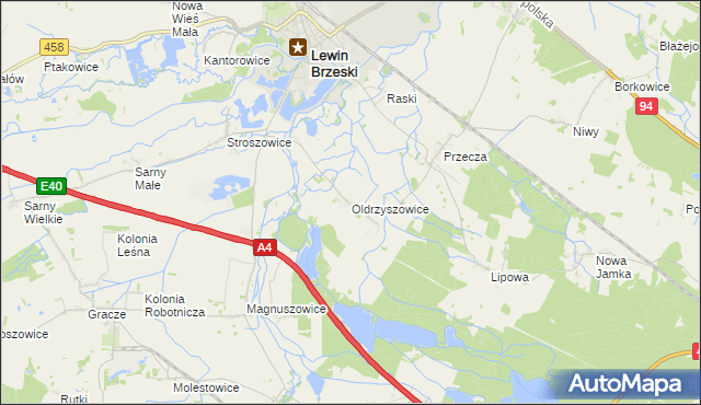 mapa Oldrzyszowice, Oldrzyszowice na mapie Targeo