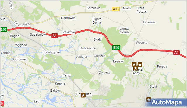 mapa Oleszka, Oleszka na mapie Targeo