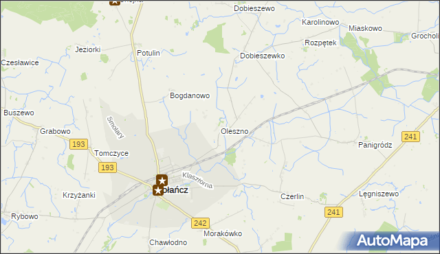 mapa Oleszno gmina Gołańcz, Oleszno gmina Gołańcz na mapie Targeo