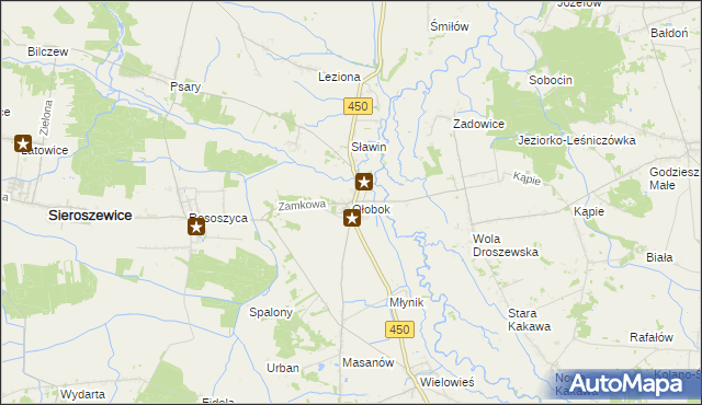 mapa Ołobok gmina Sieroszewice, Ołobok gmina Sieroszewice na mapie Targeo