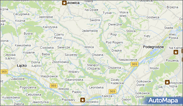 mapa Olszana, Olszana na mapie Targeo