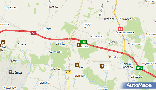 mapa Olszowa gmina Ujazd, Olszowa gmina Ujazd na mapie Targeo