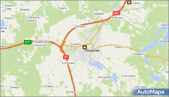 mapa Olsztynek, Olsztynek na mapie Targeo