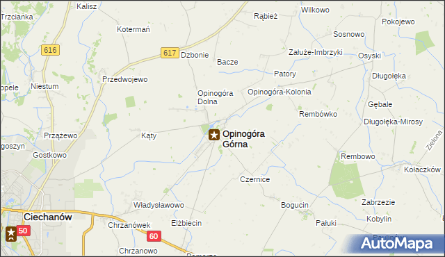 mapa Opinogóra Górna, Opinogóra Górna na mapie Targeo