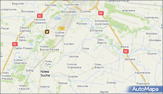 mapa Orłów gmina Nowa Sucha, Orłów gmina Nowa Sucha na mapie Targeo