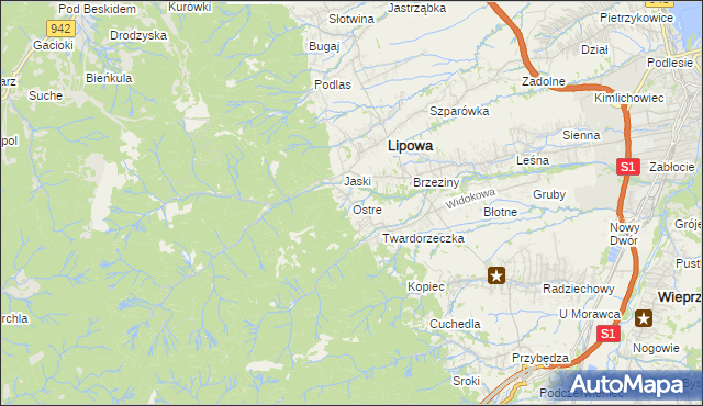 mapa Ostre, Ostre na mapie Targeo