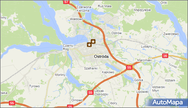 mapa Ostróda, Ostróda na mapie Targeo