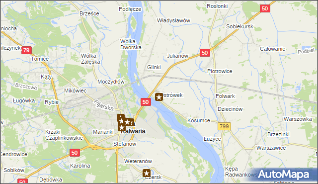 mapa Ostrówek gmina Karczew, Ostrówek gmina Karczew na mapie Targeo