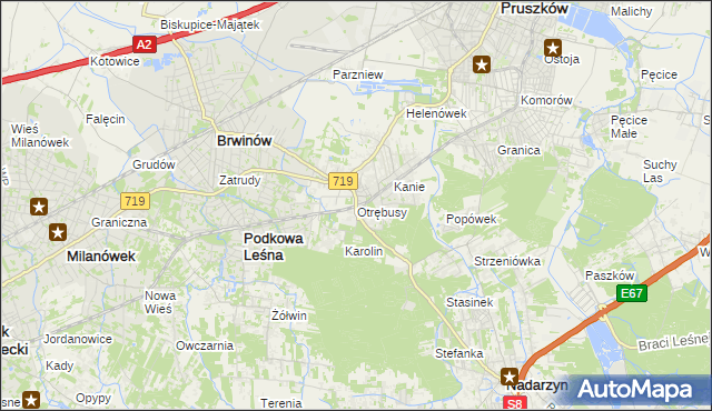 mapa Otrębusy, Otrębusy na mapie Targeo