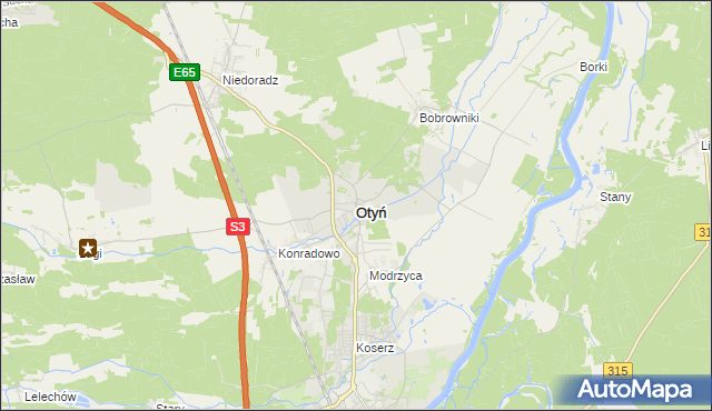 mapa Otyń, Otyń na mapie Targeo