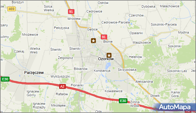 mapa Ozorków, Ozorków na mapie Targeo