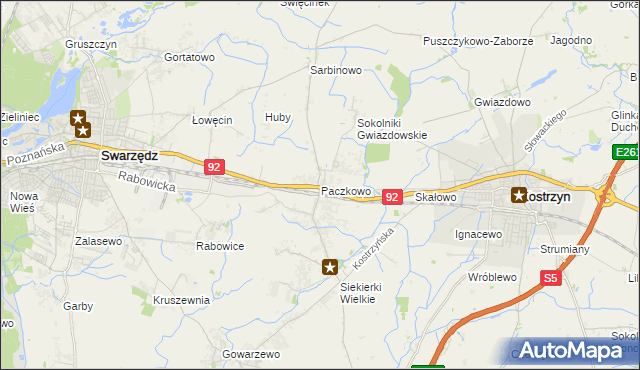 mapa Paczkowo gmina Swarzędz, Paczkowo gmina Swarzędz na mapie Targeo