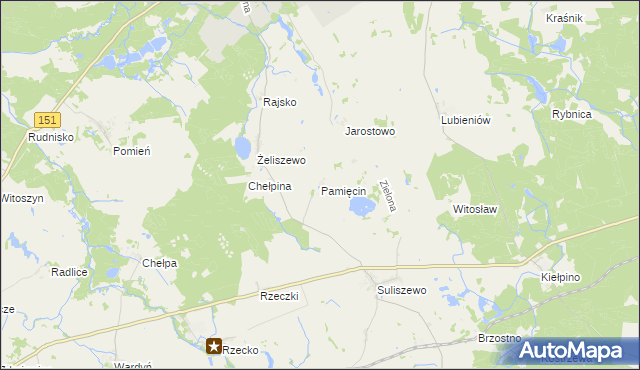 mapa Pamięcin gmina Recz, Pamięcin gmina Recz na mapie Targeo