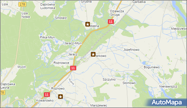 mapa Parkowo gmina Rogoźno, Parkowo gmina Rogoźno na mapie Targeo