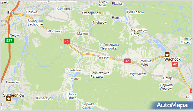 mapa Parszów, Parszów na mapie Targeo