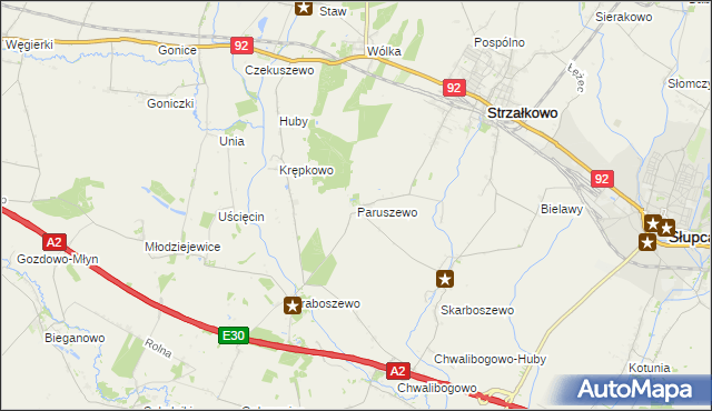 mapa Paruszewo, Paruszewo na mapie Targeo