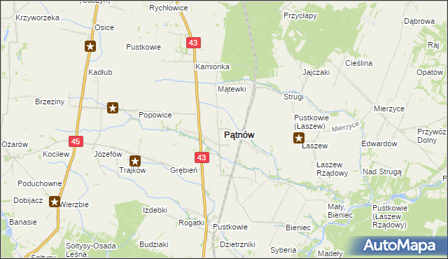 mapa Pątnów powiat wieluński, Pątnów powiat wieluński na mapie Targeo