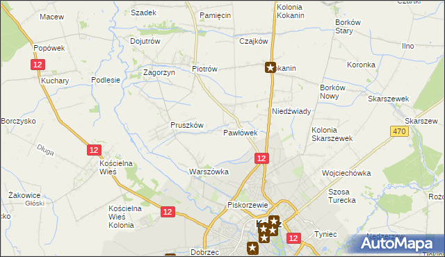 mapa Pawłówek gmina Blizanów, Pawłówek gmina Blizanów na mapie Targeo