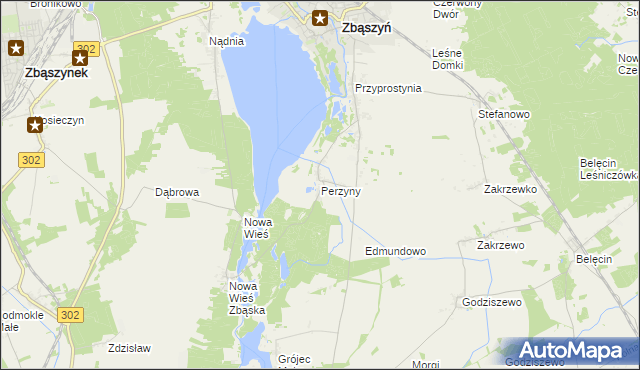 mapa Perzyny gmina Zbąszyń, Perzyny gmina Zbąszyń na mapie Targeo