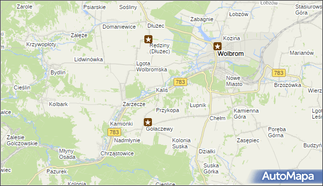 mapa Piaski gmina Wolbrom, Piaski gmina Wolbrom na mapie Targeo