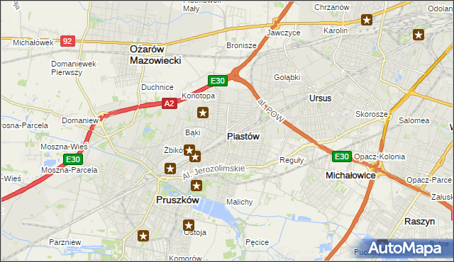 mapa Piastów powiat pruszkowski, Piastów powiat pruszkowski na mapie Targeo