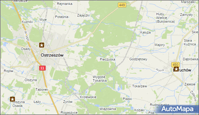 mapa Pieczyska gmina Doruchów, Pieczyska gmina Doruchów na mapie Targeo