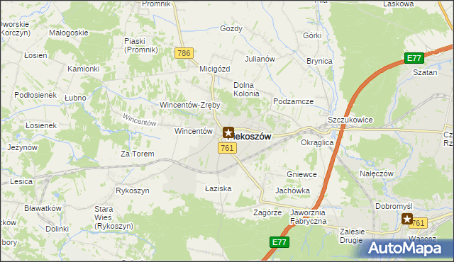 mapa Piekoszów, Piekoszów na mapie Targeo