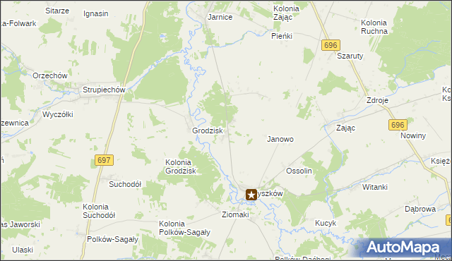 mapa Pierzchały gmina Liw, Pierzchały gmina Liw na mapie Targeo