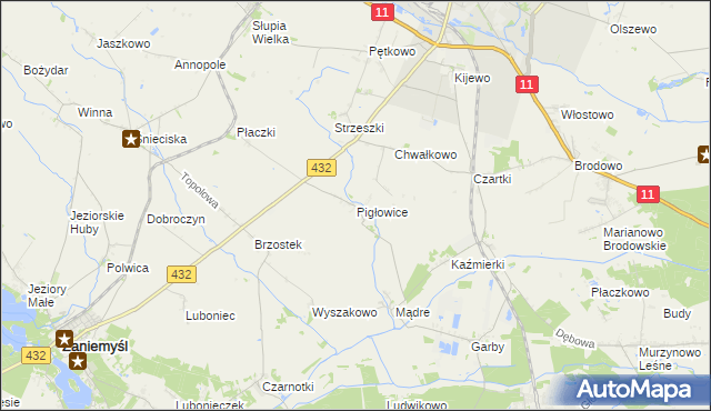 mapa Pigłowice, Pigłowice na mapie Targeo
