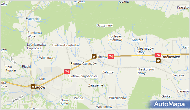 mapa Piórków, Piórków na mapie Targeo